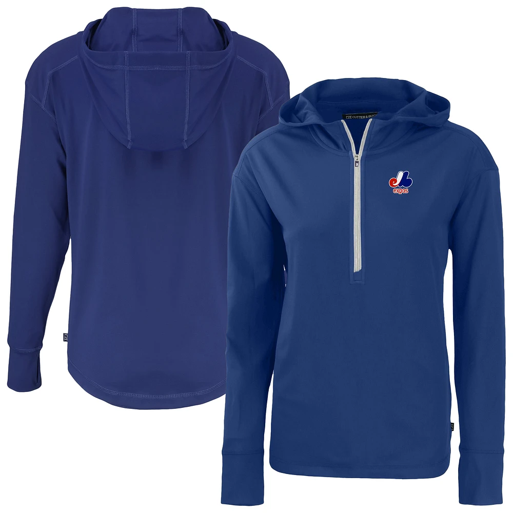 Women's Cutter & Buck Royal Montreal Expos Daybreak Eco Recycled Half-Zip Hoodie