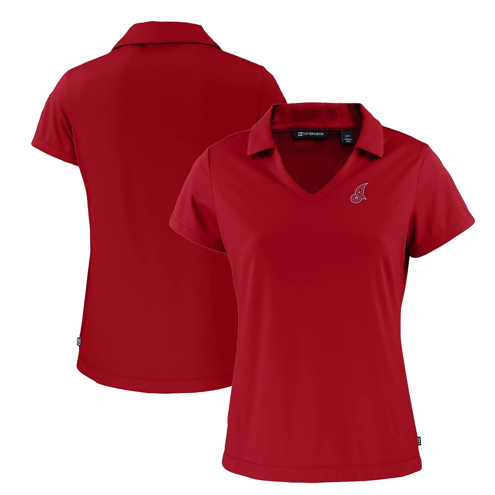 Women's Cutter & Buck Red Cleveland Indians Cooperstown Collection Daybreak Eco Recycled V-Neck Polo