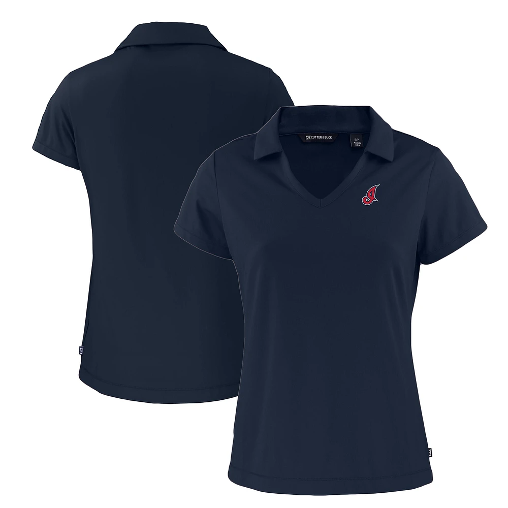 Women's Cutter & Buck Navy Cleveland Indians Cooperstown Collection Daybreak Eco Recycled V-Neck Polo