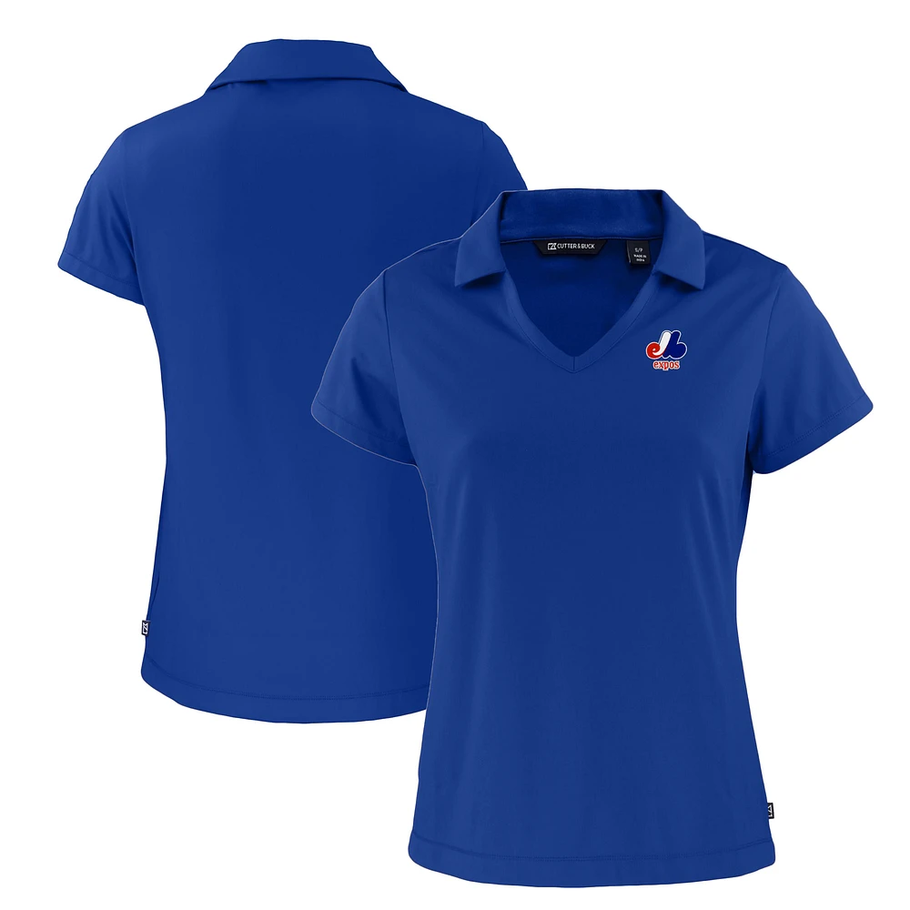 Women's Cutter & Buck Montreal Expos Cooperstown Collection Daybreak Eco Recycled V-Neck Polo