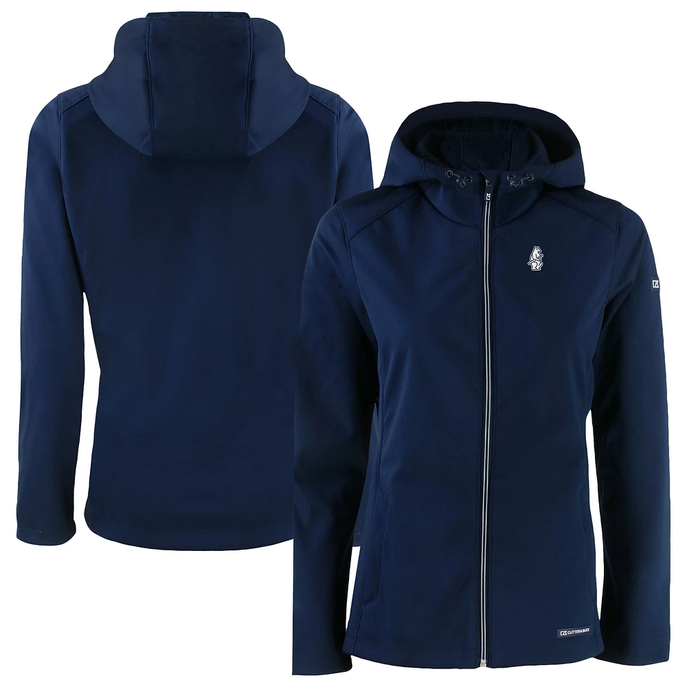Women's Cutter & Buck Navy Chicago Cubs Cooperstown Collection Evoke Eco Softshell Recycled Full-Zip Jacket