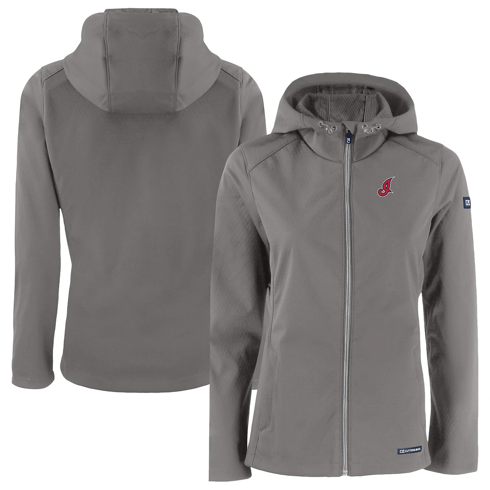 Women's Cutter & Buck Charcoal Cleveland Indians Evoke Eco Softshell Recycled Full-Zip Jacket