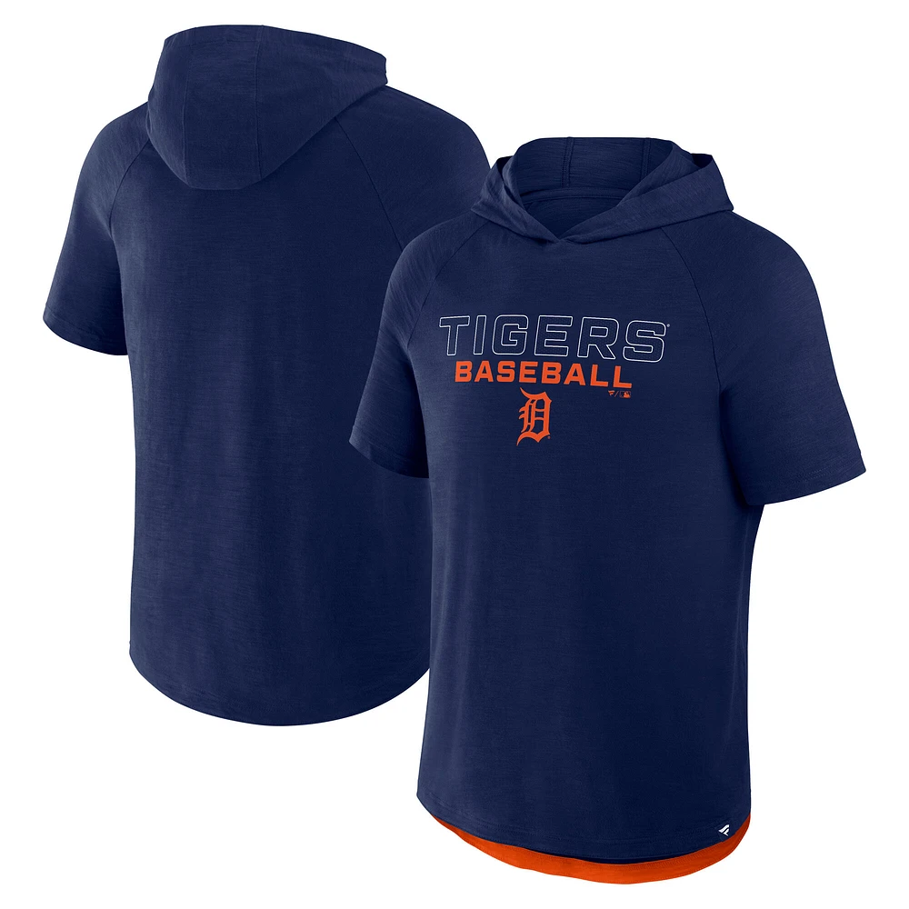 Men's Fanatics Navy Detroit Tigers Clubhouse Optimal Play Raglan Hoodie T-Shirt