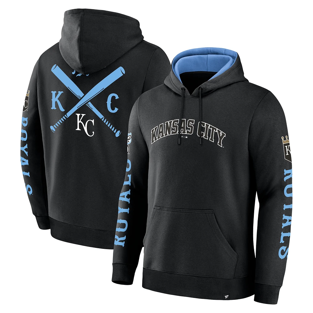 Men's Fanatics Black Kansas City Royals Big City Legacy Fleece Pullover Hoodie