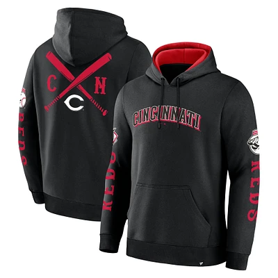 Men's Fanatics Black Cincinnati Reds Big City Legacy Fleece Pullover Hoodie