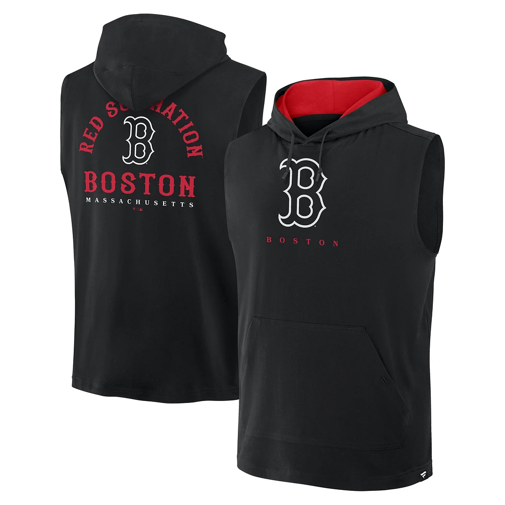 Men's Fanatics Black Boston Red Sox Fire Speed Sleeveless Pullover Hoodie