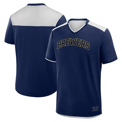 Men's Fanatics Navy Milwaukee Brewers Walk Off V-Neck T-Shirt