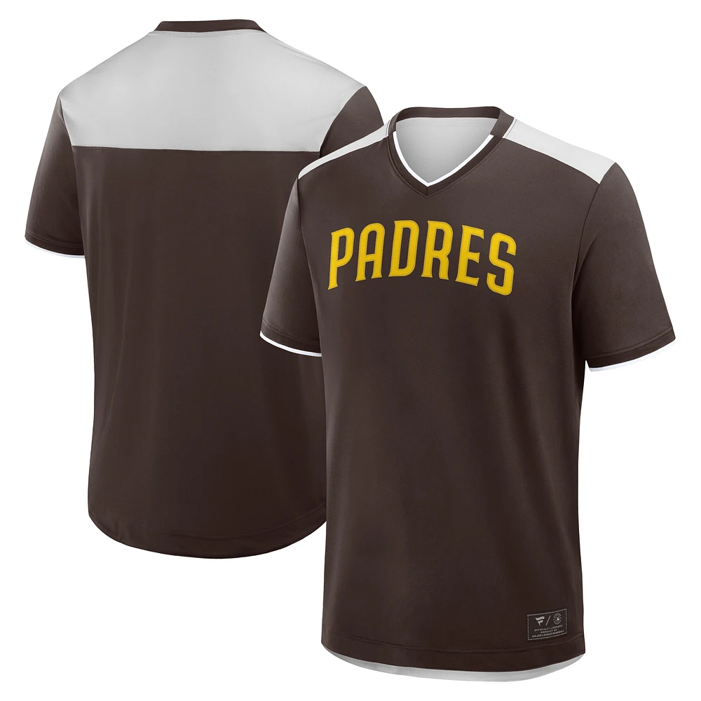 Men's Fanatics Brown San Diego Padres Walk Off V-Neck T-Shirt