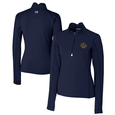 Women's Cutter & Buck Navy Notre Dame Fighting Irish Play Like A Champion Today Traverse Stretch DryTec Quarter-Zip Top