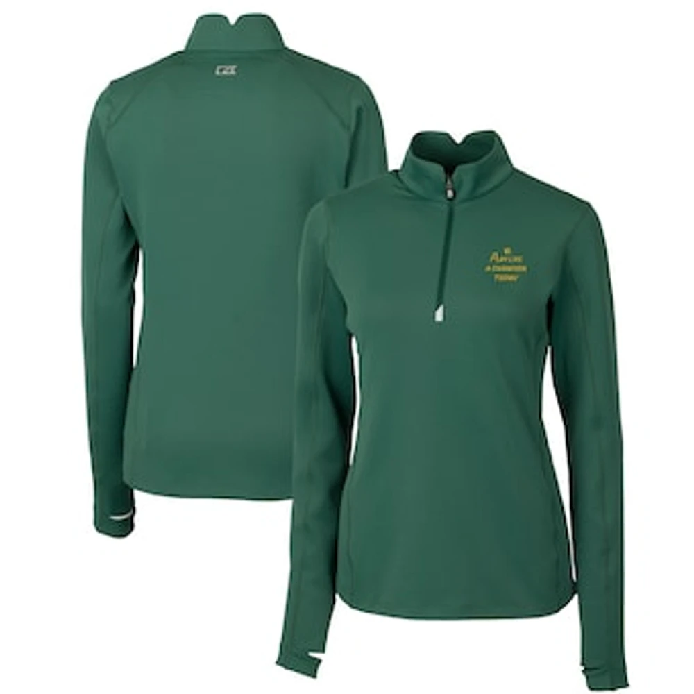 Women's Cutter & Buck Green Notre Dame Fighting Irish Play Like A Champion Today Traverse Stretch DryTec Quarter-Zip Top