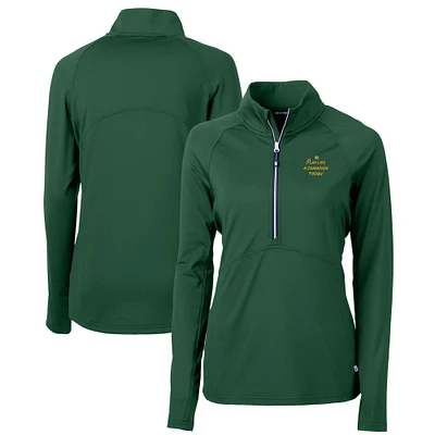 Women's Cutter & Buck Green Notre Dame Fighting Irish Play Like A Champion Today Adapt Eco Knit Stretch Recycled Raglan DryTec Half-Zip Top