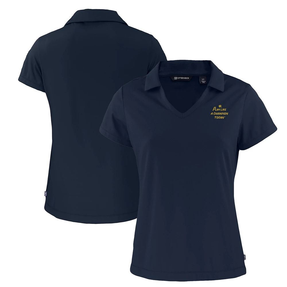 Women's Cutter & Buck Navy Notre Dame Fighting Irish Play Like A Champion Today Daybreak Eco Recycled V-Neck Polo