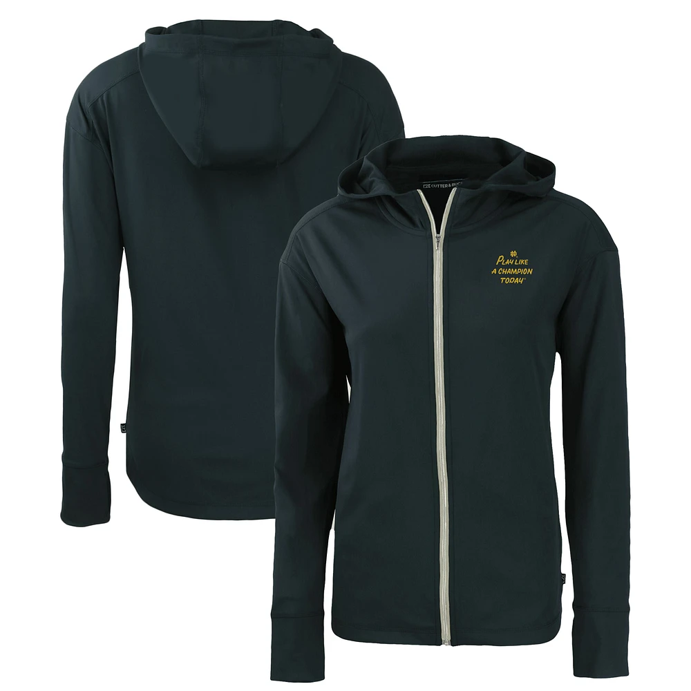 Women's Cutter & Buck Navy Notre Dame Fighting Irish Play Like A Champion Today Daybreak Eco Recycled Full-Zip Hoodie