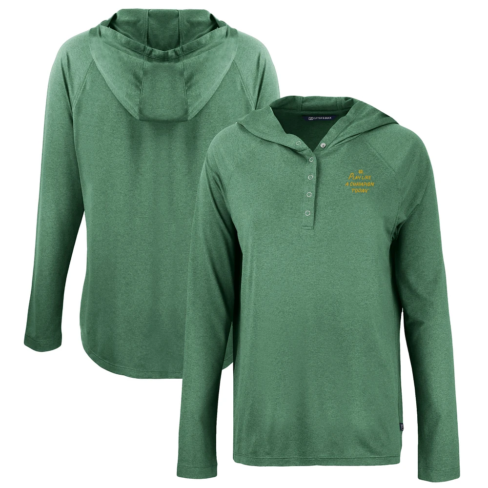 Women's Cutter & Buck Hunter Green Notre Dame Fighting Irish Play Like A Champion Today Coastline Epic Comfort Eco Recycled Raglan Long Sleeve Hoodie T-Shirt