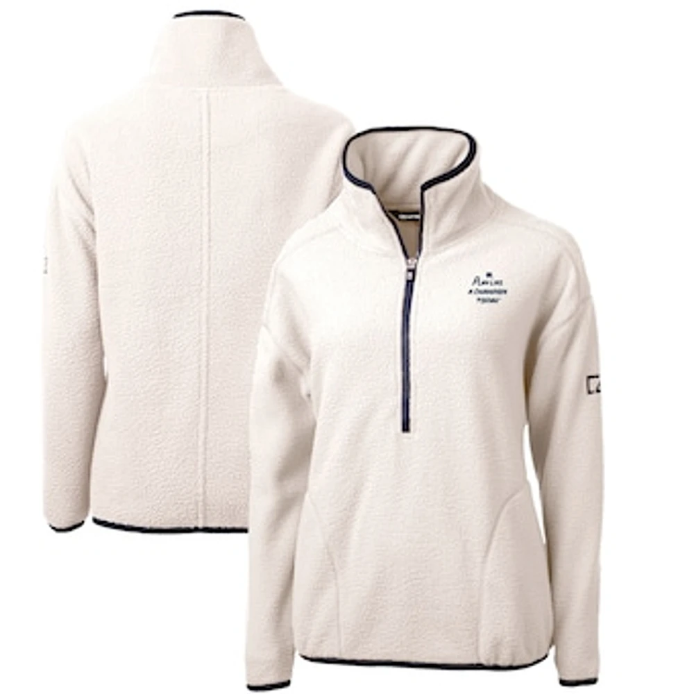 Women's Cutter & Buck Oatmeal Notre Dame Fighting Irish Play Like A Champion Today Cascade Eco Sherpa Fleece Half-Zip Jacket