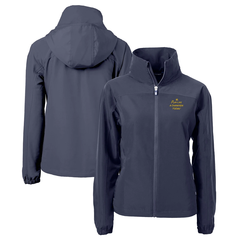 Women's Cutter & Buck Navy Notre Dame Fighting Irish Play Like A Champion Today Charter Eco Recycled Full-Zip Jacket