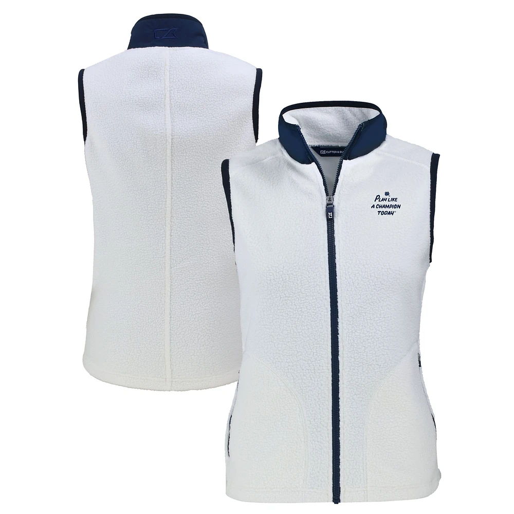 Women's Cutter & Buck Oatmeal Notre Dame Fighting Irish Play Like A Champion Today Cascade Eco Sherpa Fleece Full-Zip Vest