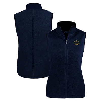 Women's Cutter & Buck Navy Notre Dame Fighting Irish Play Like A Champion Today Cascade Eco Sherpa Fleece Full-Zip Vest