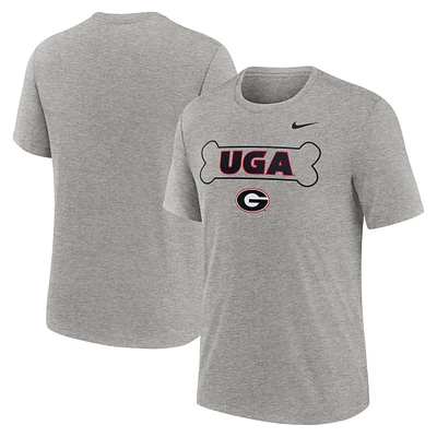 Men's Nike Heather Gray Georgia Bulldogs Campus Local Tri-Blend T-Shirt