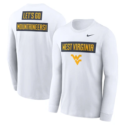 Men's Nike White West Virginia Mountaineers Two-Hit Classic Location Long Sleeve T-Shirt
