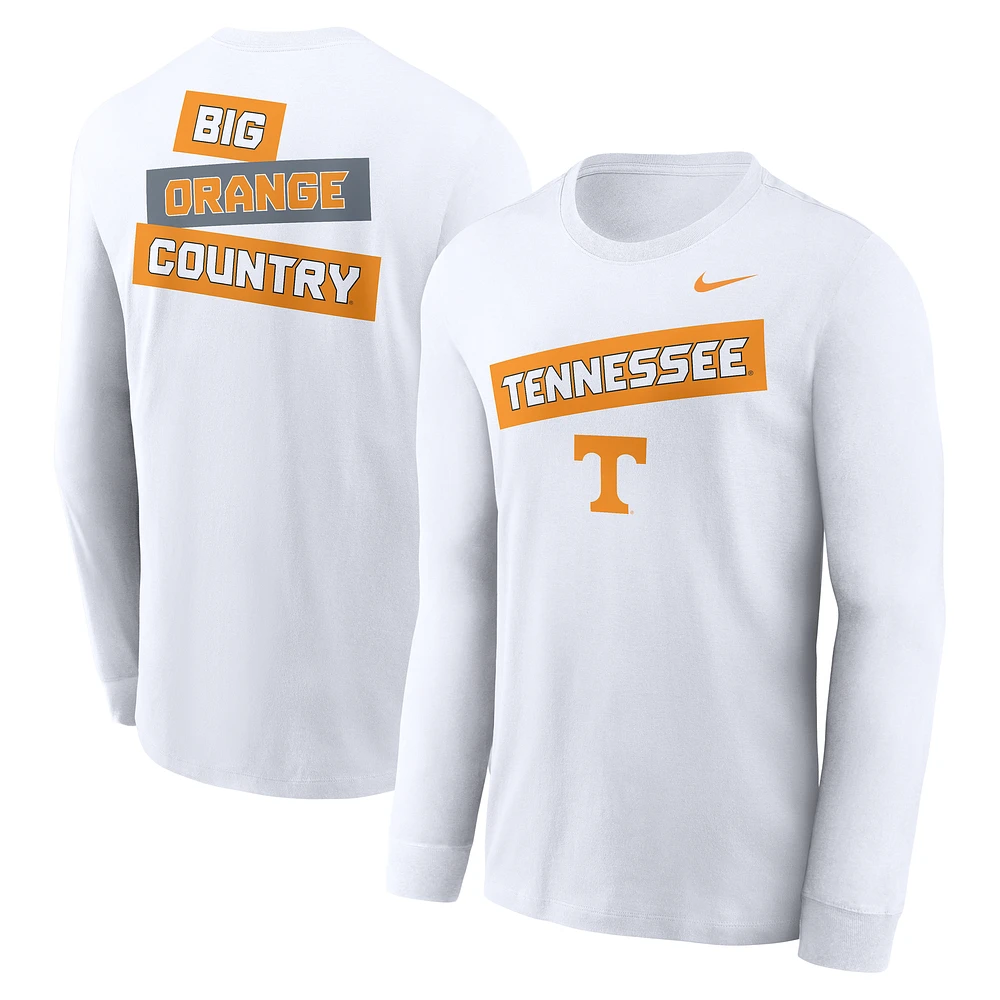 Men's Nike White Tennessee Volunteers Two-Hit Classic Location Long Sleeve T-Shirt