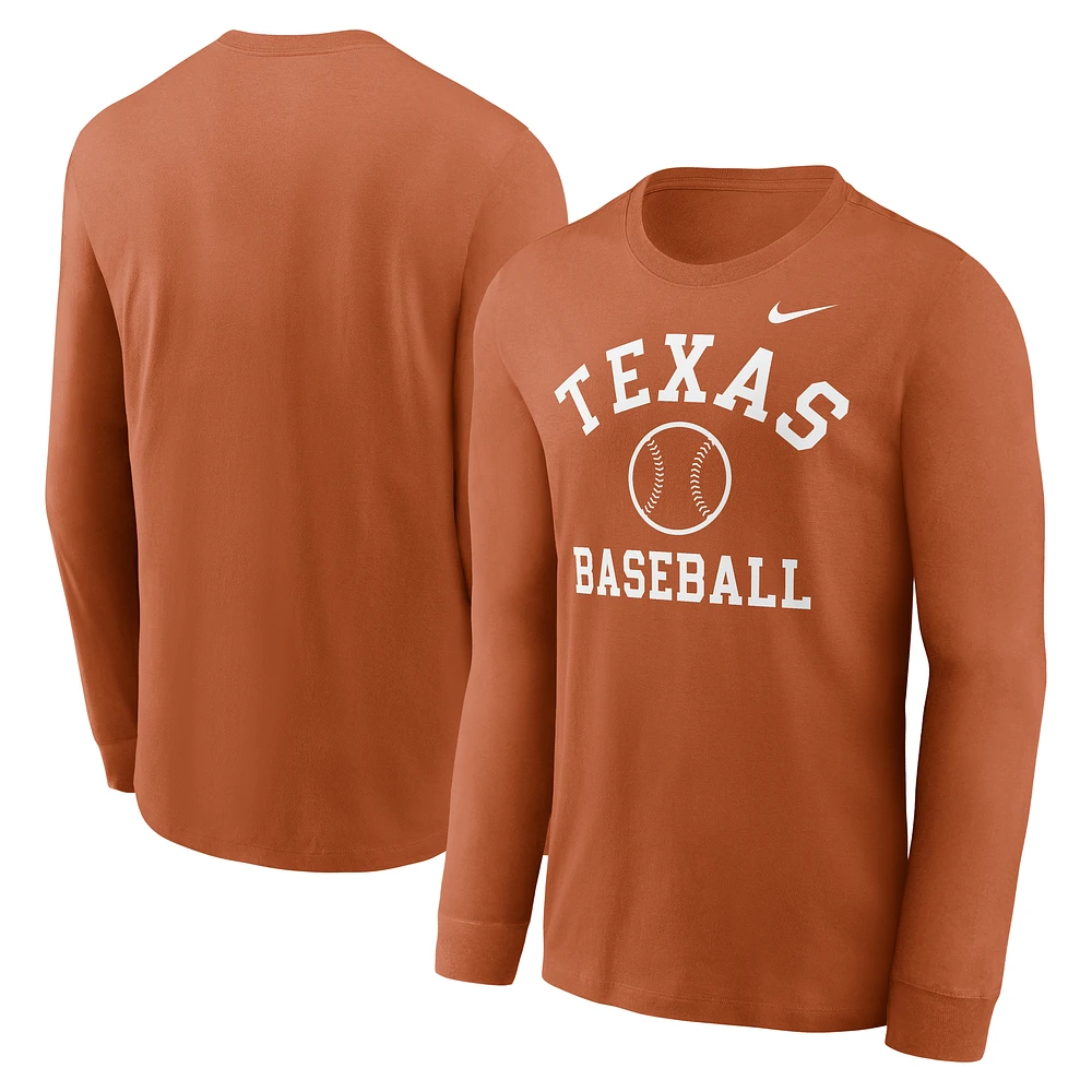 Men's Nike Texas Orange Longhorns Essential Baseball Arch Long Sleeve T-Shirt