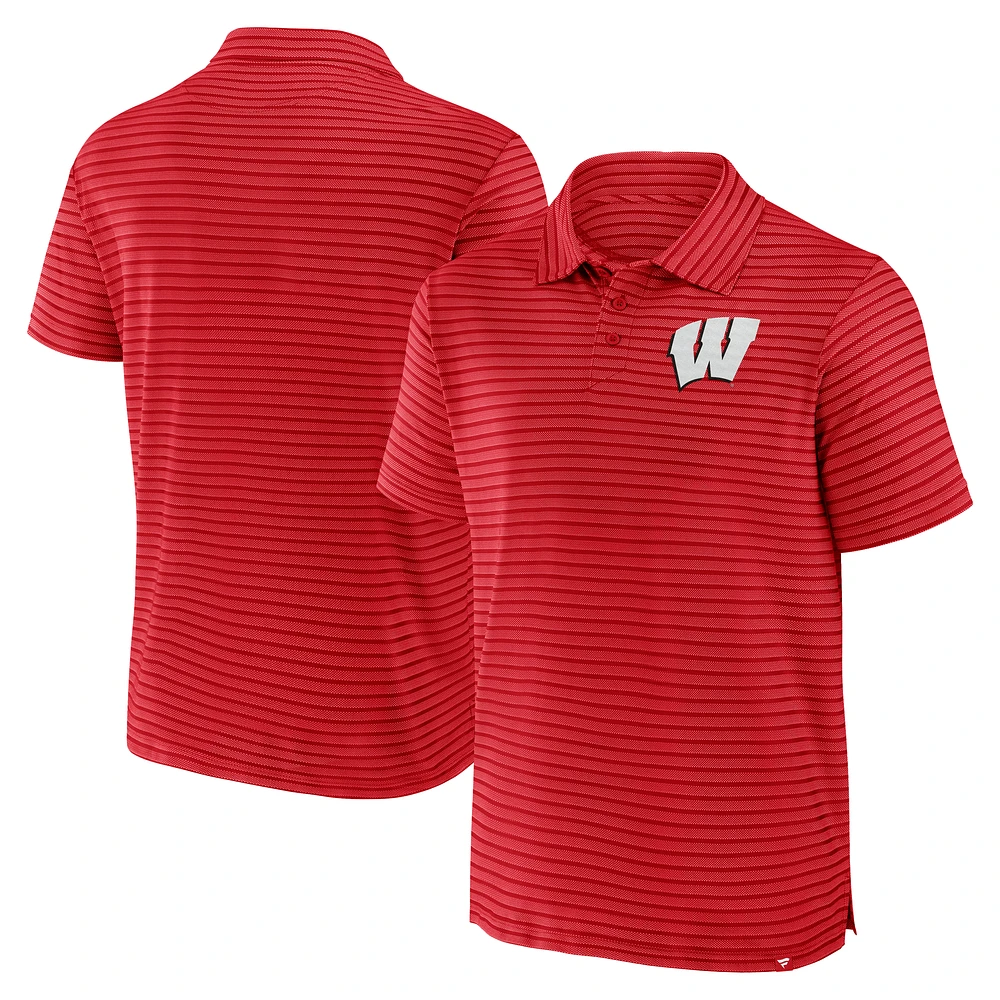 Men's Fanatics Red Wisconsin Badgers Victory Calls Stripe Polo