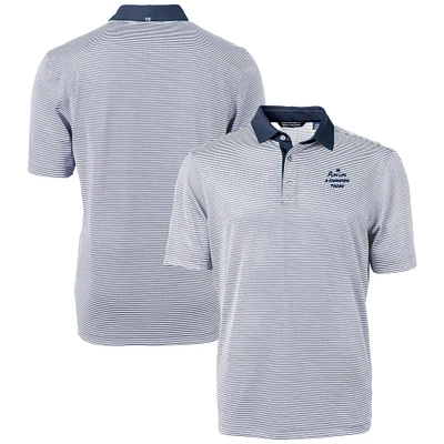 Men's Cutter & Buck Navy Notre Dame Fighting Irish Big & Tall Play Like A Champion Today Virtue Eco Pique Micro Stripe Recycled DryTec Tri-Blend Polo