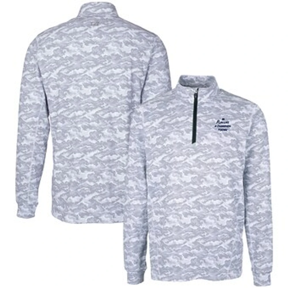 Men's Cutter & Buck Charcoal/Gray Notre Dame Fighting Irish Big & Tall Play Like A Champion Today Traverse Stretch Camo Print Eco Quarter-Zip Top