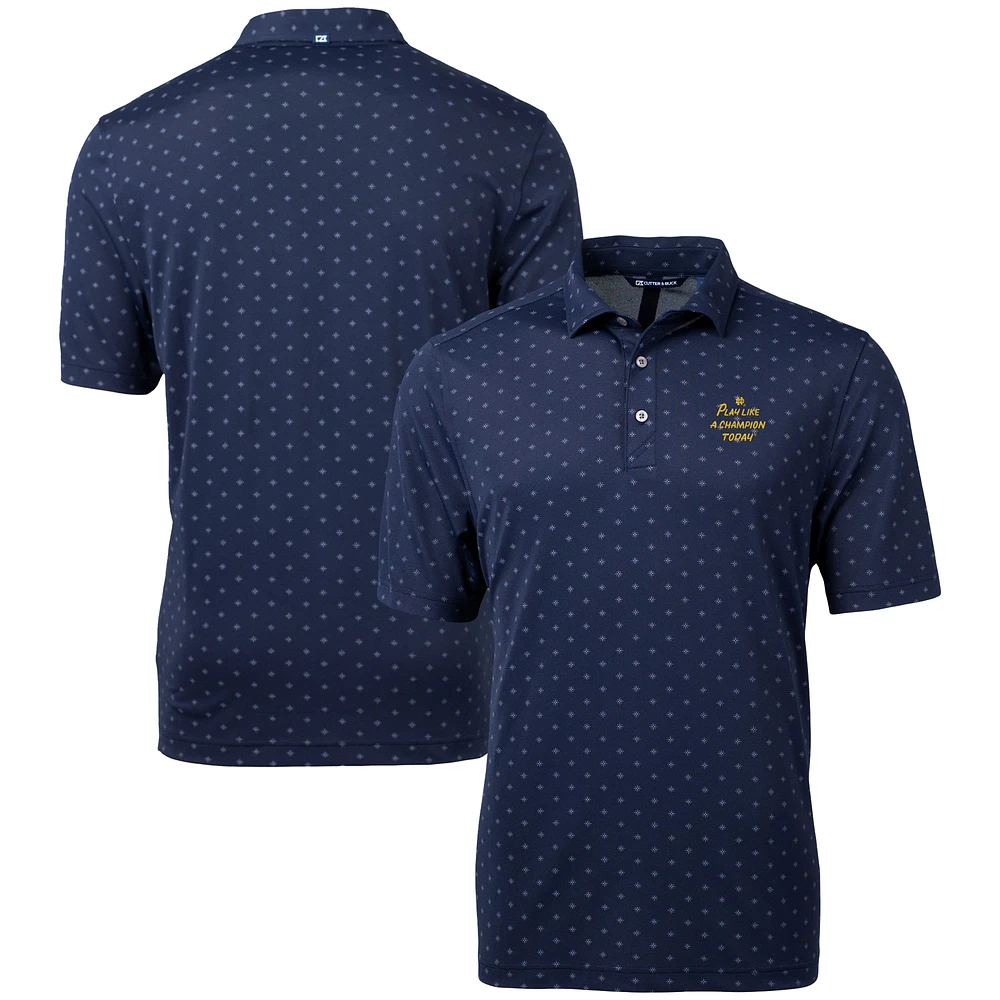 Men's Cutter & Buck Navy Notre Dame Fighting Irish Big & Tall Play Like A Champion Today Virtue Eco Pique Tile Print Recycled DryTec Polo