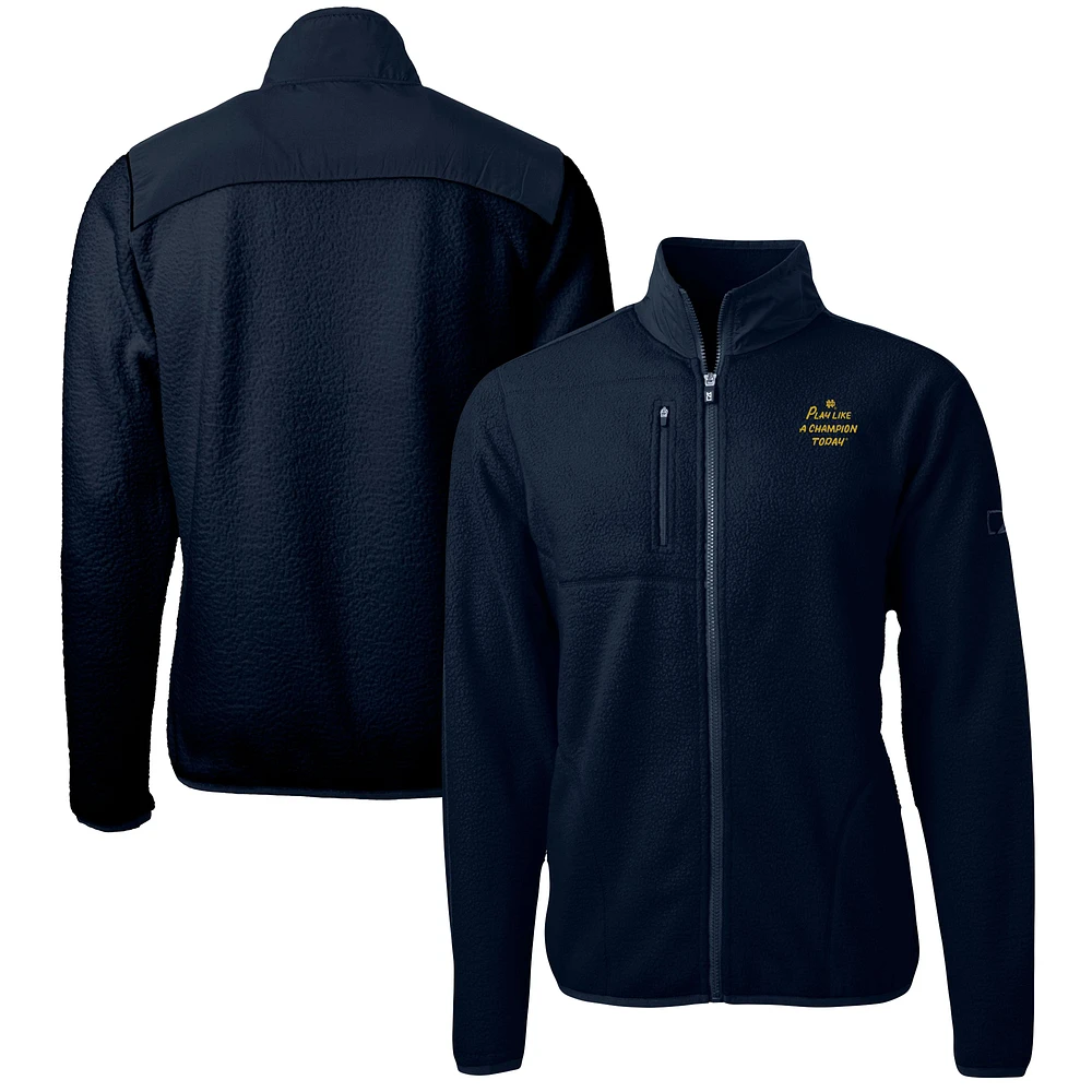 Men's Cutter & Buck Navy Notre Dame Fighting Irish Play Like A Champion Today Big Tall Cascade Eco Sherpa Fleece Full-Zip Jacket