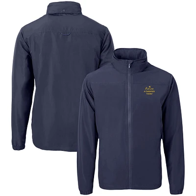 Men's Cutter & Buck Navy Notre Dame Fighting Irish Big Tall Charter Eco Knit Recycled Full-Zip Jacket