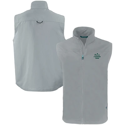 Men's Cutter & Buck Gray Notre Dame Fighting Irish Play Like A Champion Today Big Tall Charter Eco Full-Zip Vest
