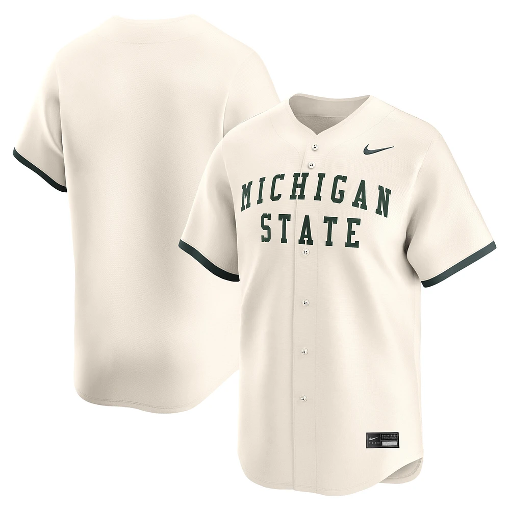Men's Nike Natural Michigan State Spartans College Limited Baseball Jersey