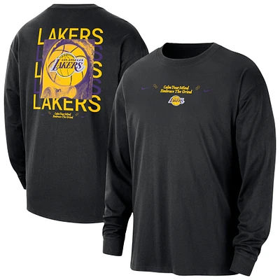 Men's Nike Black Los Angeles Lakers Courtside Oversized Long Sleeve T-Shirt