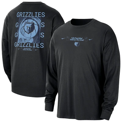 Men's Nike Black Memphis Grizzlies Courtside Oversized Long Sleeve T-Shirt