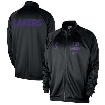 Men's Nike Black Los Angeles Lakers Courtside Pique Club Full-Zip Track Jacket