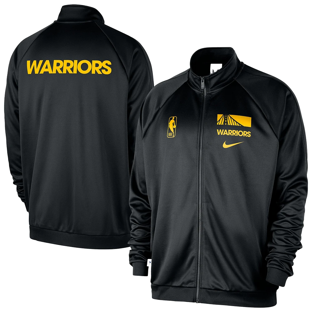 Men's Nike Black Golden State Warriors Courtside Pique Club Full-Zip Track Jacket