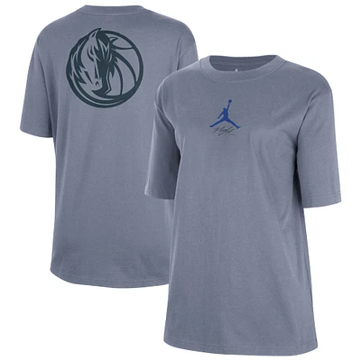Women's Jordan Brand Ash Dallas Mavericks Courtside Statement Edition Boyfriend T-Shirt
