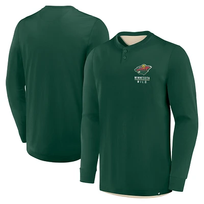 Men's Fanatics Green Minnesota Wild Adrenaline Push Long Sleeve Henley Shirt