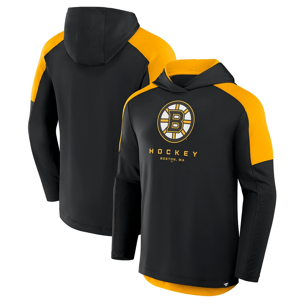Men's Fanatics Black Boston Bruins Meta Game Transitional Pullover Hoodie