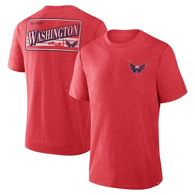 Men's Fanatics Heather Red Washington Capitals Fan Lanes Tri-Blend T-Shirt