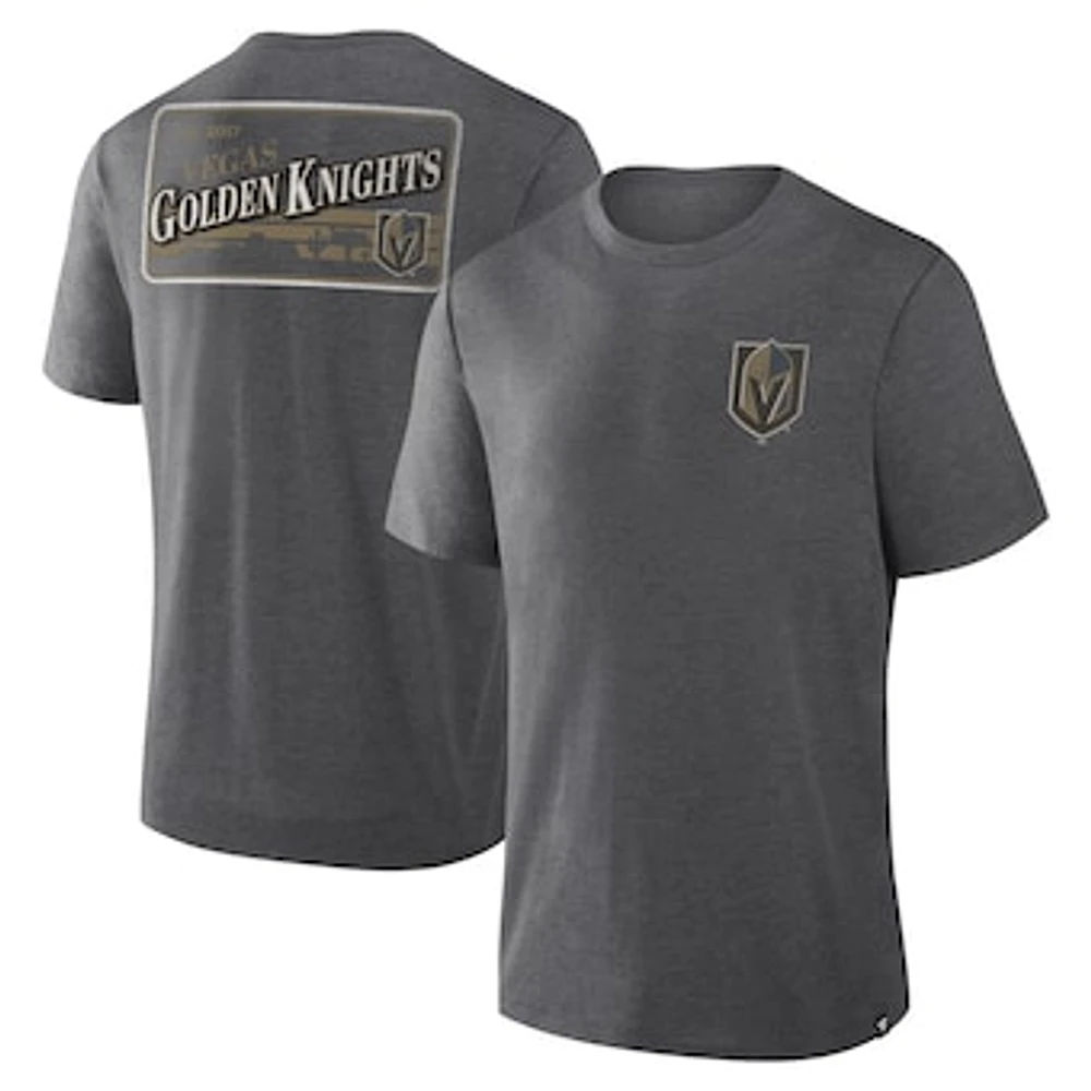 Men's Fanatics Heather Charcoal Vegas Golden Knights Fan Lanes Tri-Blend T-Shirt