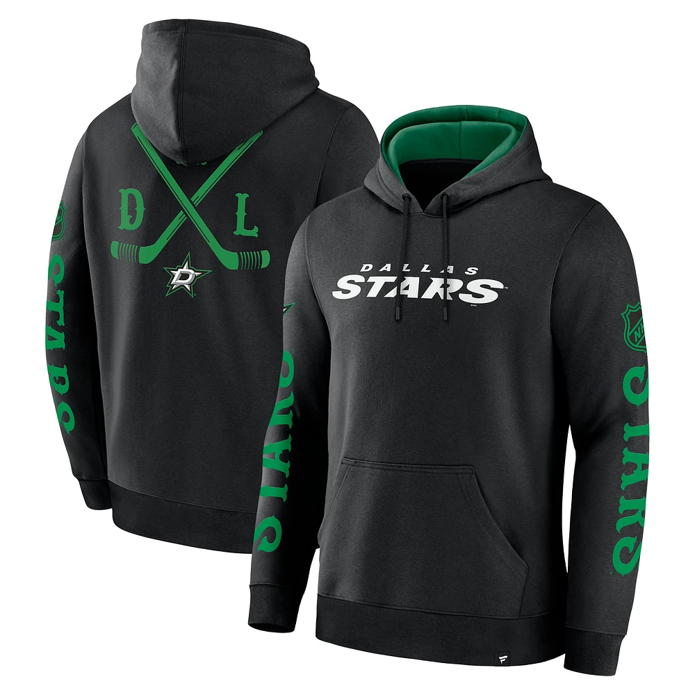 Men's Fanatics Black Dallas Stars Big City Legacy Fleece Pullover Hoodie