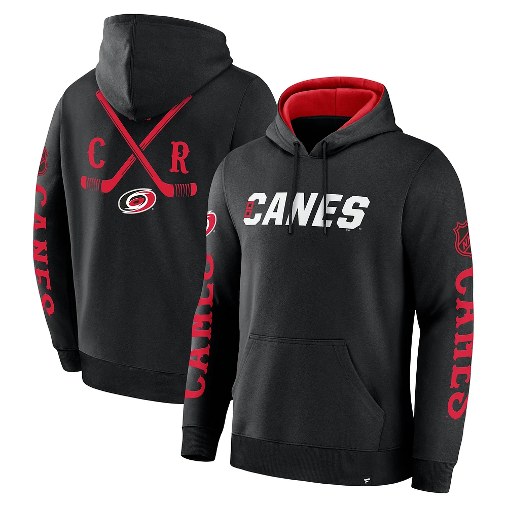 Men's Fanatics Black Carolina Hurricanes Big City Legacy Fleece Pullover Hoodie
