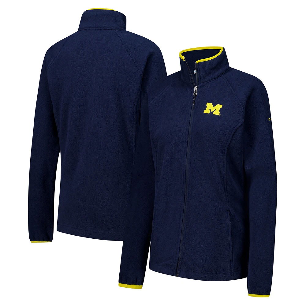 Women's Columbia Navy Michigan Wolverines Give & Go II Fleece Full-Zip Jacket