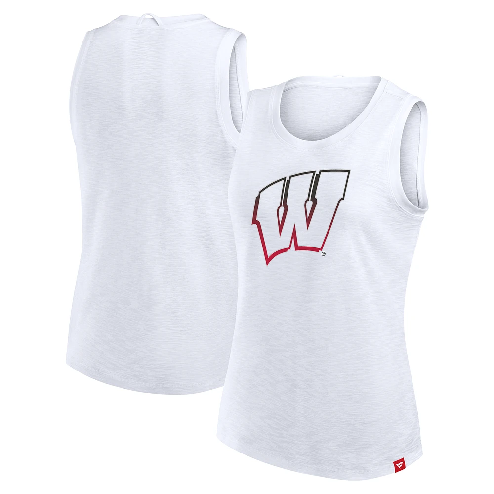 Women's Fanatics White Wisconsin Badgers Activate Slub Tank Top
