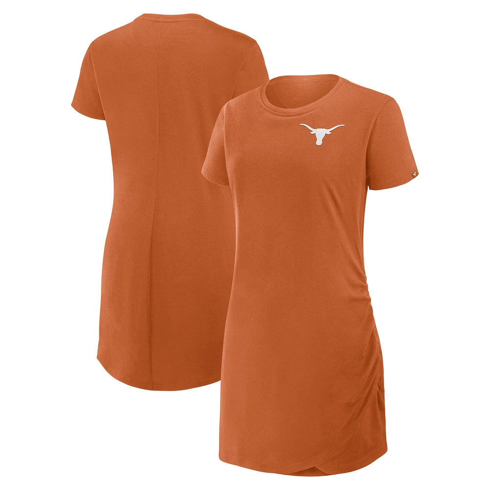 Women's Fanatics Texas Orange Longhorns Ruched Drape T-Shirt Dress