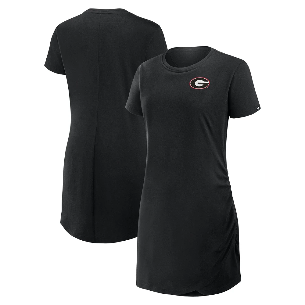 Women's Fanatics Black Georgia Bulldogs Ruched Drape T-Shirt Dress