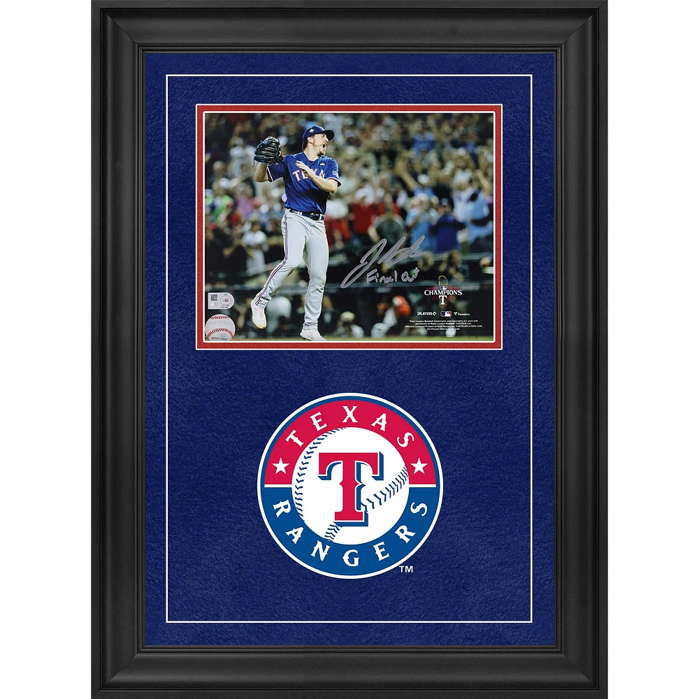 Josh Sborz Texas Rangers Autographed 2023 World Series Champions Deluxe Framed 8" x 10" Final Out Photograph with "Final Out" Inscription